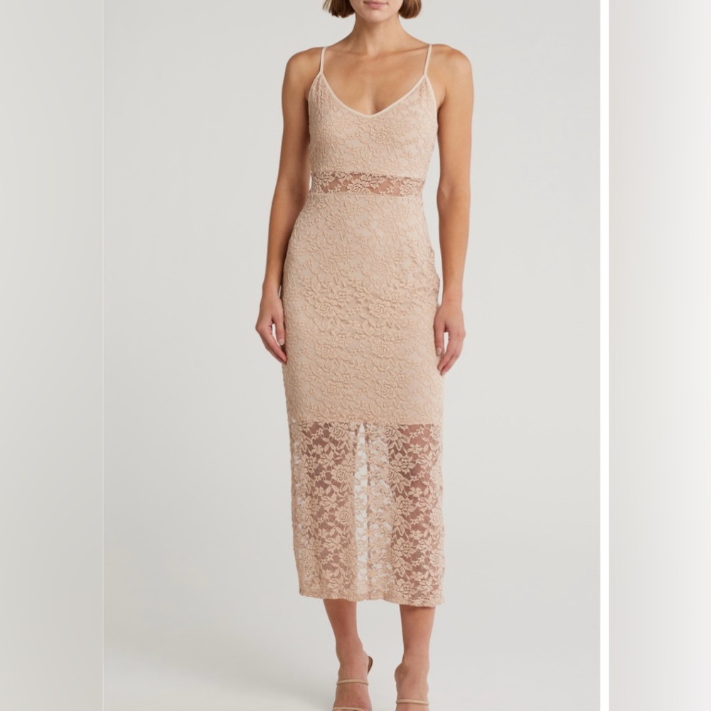 Bebe Lace Dress in Beige